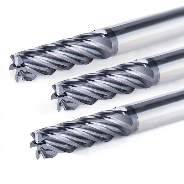 High-Feed 6-Flute Solid Carbide End Mill for Steel & Stainless Steel
