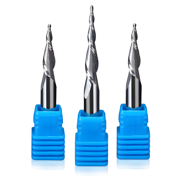 3.175/4/6mm Solid Carbide Tapered Ball Nose End Mills 2 Flute Engraving Router Bits CNC Engraving Bit Wood Milling Cutter